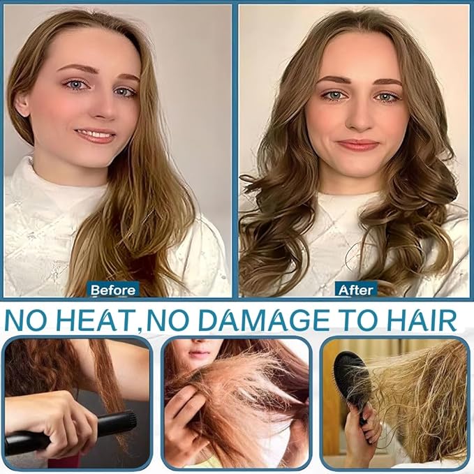 No Heat Hair Curler Headband for Long Hair, Satin Heatless Curling Rod with Adjustable Strap Overnight No Heat Curling Roller for Women and Girls Waves and Curls (Black), Average