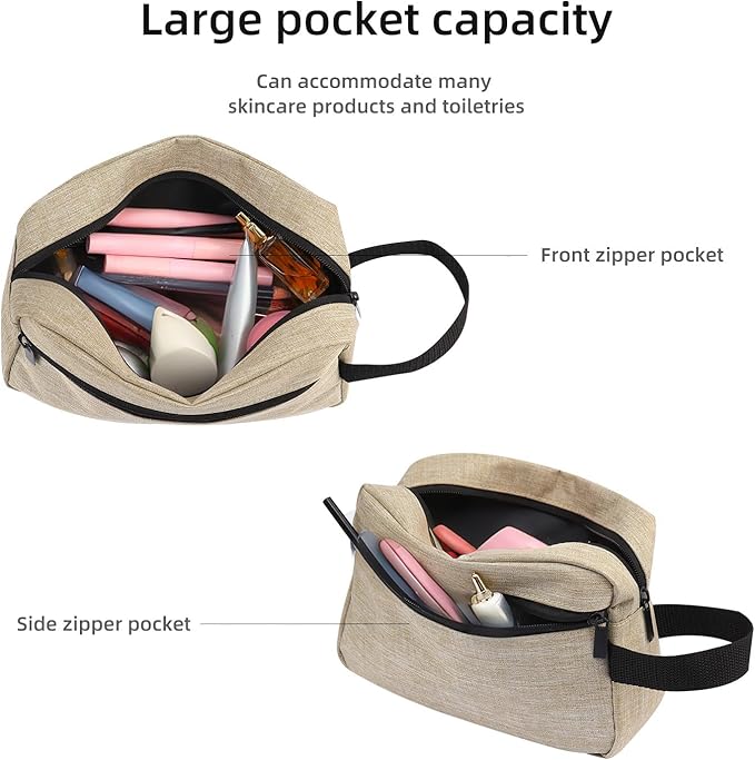 Travel Toiletry bag Toiletry bag for women men Hanging Cosmetic bag Travel accessories for Women Men (Khaki)