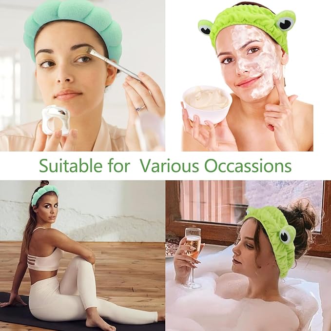 Chanaco Face Wash Headband & Wrist Bands for Washing Face - Funny Gifts for Women & Cute Hair Accessories for Girls