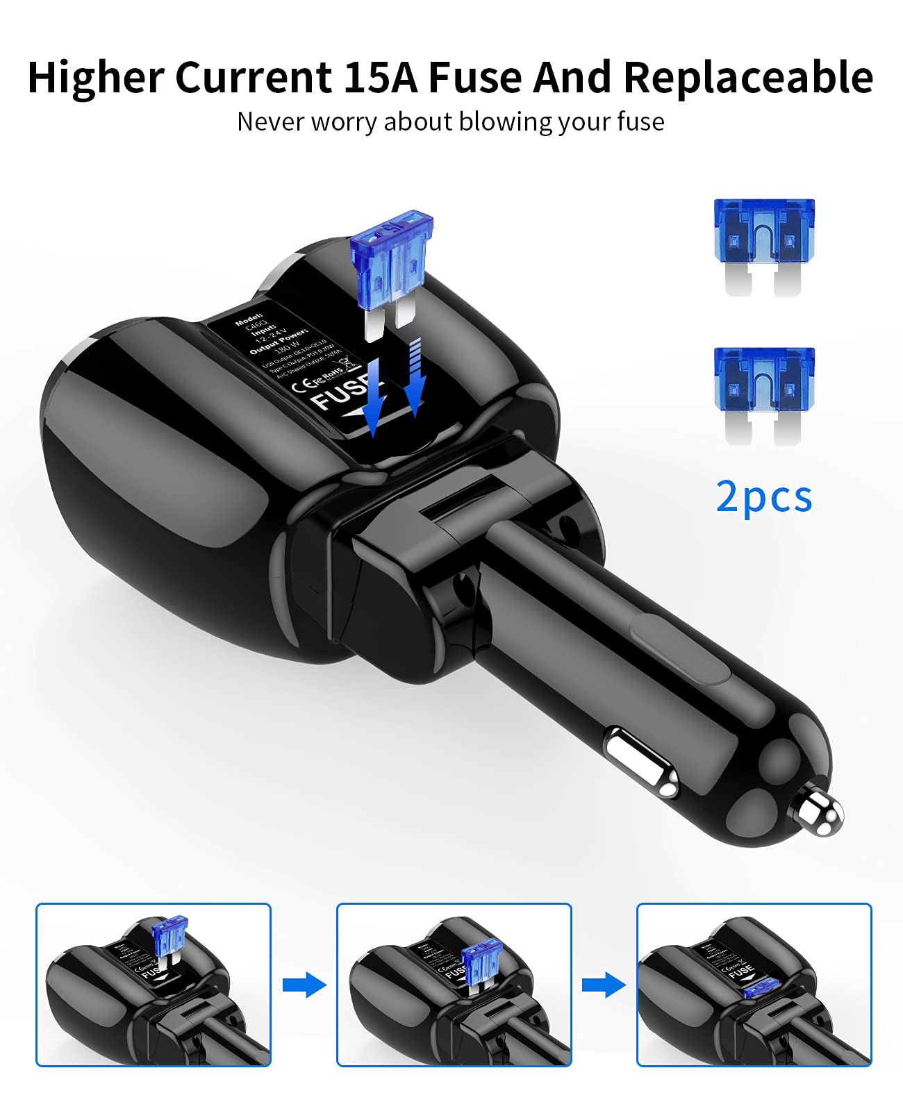 [2026 Upgraded] Cigarette Lighter Splitter, SUPERONE 180W 2-Socket Cigarette Lighter Adapter with Dual QC3.0 and 20W PD USB C Car Charger Splitter for GPS/Dash Cam/Laptop/iPad/iPhone 17/16/15/14/13/12