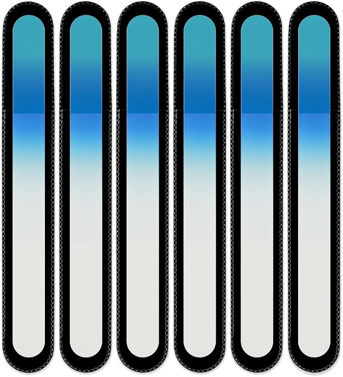 Mont Bleu Rainbow Crystal Nail File in Black Pouch - Large/Professional Size - Czech Tempered Glass - Handmade in Bohemia (Czech Republic)