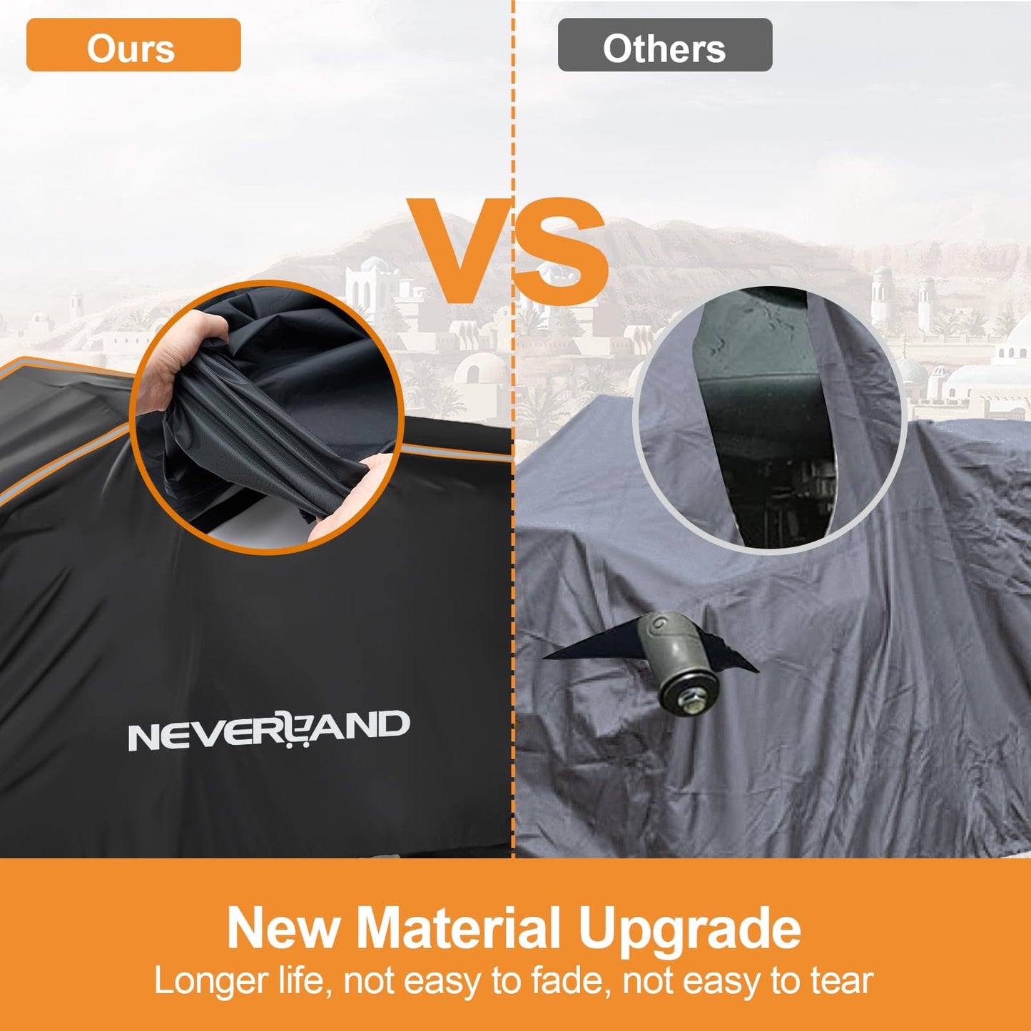 NEVERLAND ATV Cover 420D Waterproof Heavy Duty 4 Wheeler Cover Quad Cover All Season Weather Proof Outdoor UV Protection for Polaris Yamaha Suzuki Honda (Black & Orange Large)