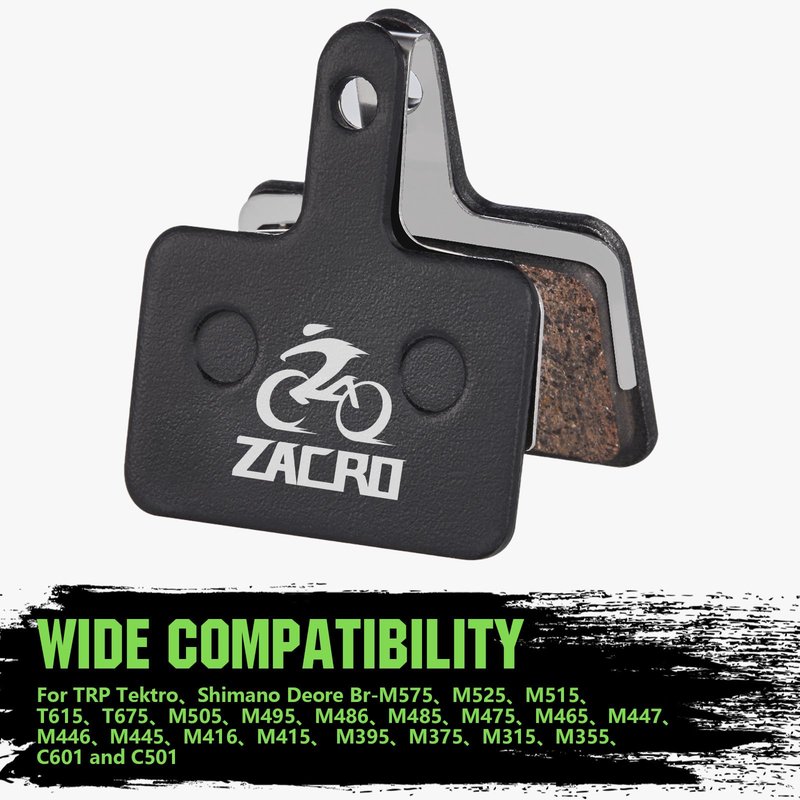 Zacro 4 Pairs Bike Brake Pads, Ceramic Bicycle Disc Brake Pads Fit for Tektro Shimano TRP Deore Br-M575 B01s Mt200 M525 M515 T615 T675 M505 M495 M486 M485, Mountain MTB Ebike Brake Pads Replacement