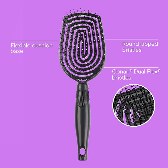 Conair Scalp Care Detangling hairbrush - Curly Hair Brush - Scalp Massager - hairbrushes for women & men - detangler for all lengths and types - can use wet or dry - Black Onyx