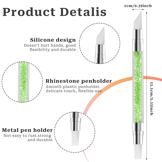 5 Pcs Nail Art Sculpture Pen Dual Tipped Silicone Nail Tools Nail Art Acrylic Pen Silicone Brushes for Resin Nail Art Tools for Design Nail Foil Carving Drawing Shaping Drawing Effect