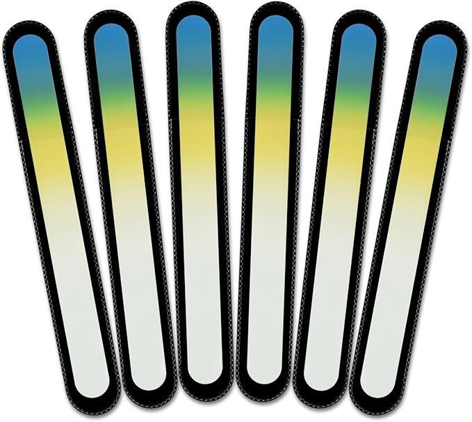 Mont Bleu Rainbow Crystal Nail File in Black Pouch - Large/Professional Size - Czech Tempered Glass - Handmade in Bohemia (Czech Republic)