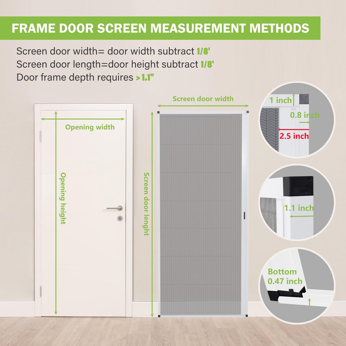Retractable No-Drilling Sliding Screen Door, Seamless Aluminum Frame Low-Profile Tracks for Closer to Nature, Keeping Insects Out, Pet and Child-Friendly, Customizable Sizes for Your Opening