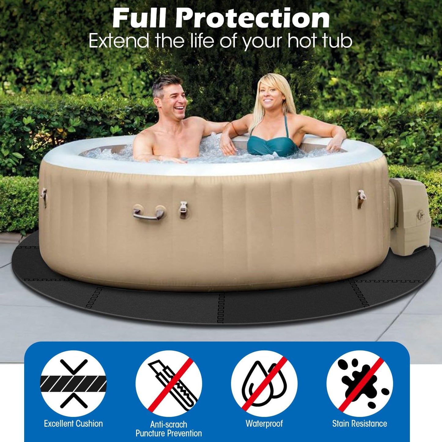 78 Inch Round Hot Tub Mat - Extra-Thick Interlocking Hot Tub Protective Pad Spa Pool Foam Insulation Mat Ground Base Flooring Protector for Portable Inflatable Hot Tub Accessories Outdoor Indoor