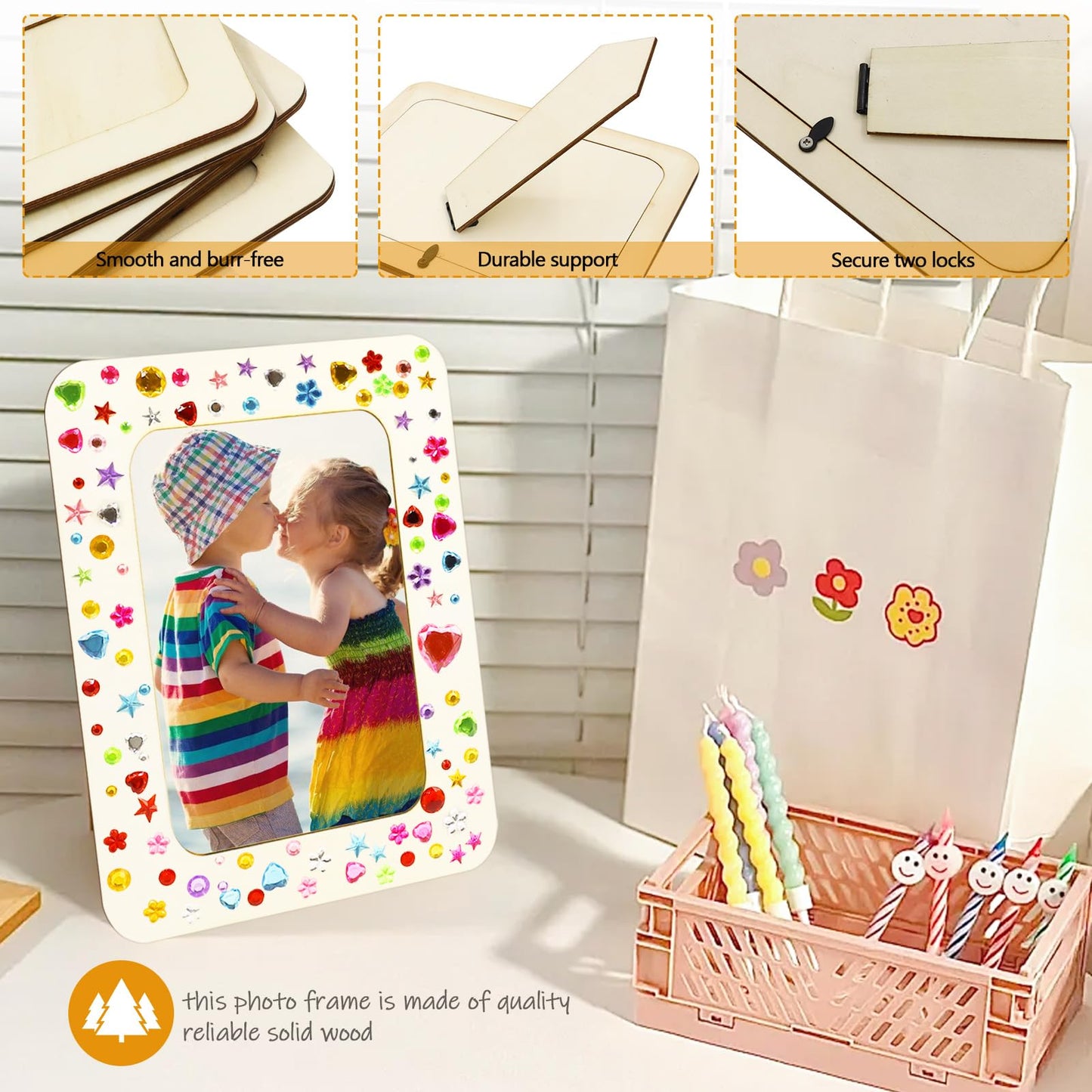 RYKOMO 30 Pack Wooden Picture Frames for Crafts, Wooden Frames for 4 x 6 Photos, Unfinished Wood Frame for DIY Art Projects, Father's Day, Mothers Day Gift Party Decorate