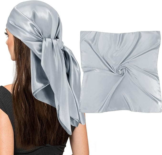 vimate 35" Square Silk Like Head Scarf - Women's Fashion Satin Scarf Bandana for Hair Wrapping at Night.