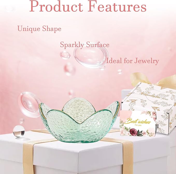 Friendship Gifts For Women Jewelry Dish Glass Ring Dish Jewelry Tray Cute Vanity Organizer Room Decor Jewellery Tray Trinket Dish Cute Bedroom Decor Christmas House Warming Gifts for women