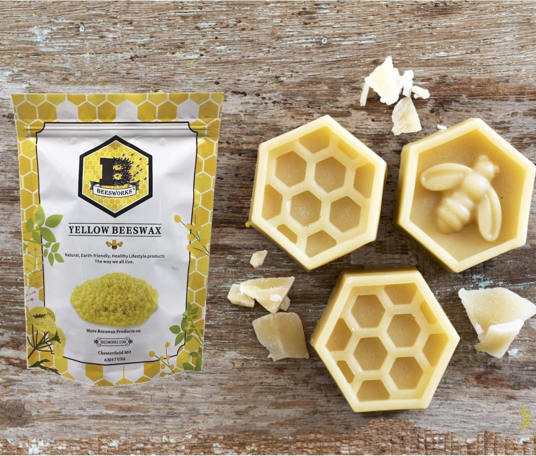 Beesworks Yellow Beeswax Pellets (3 lb) | 100% Pure, Cosmetic Grade, Triple-Filtered Beeswax for DIY Skin Care, Lip Balm, Lotion, and Candle Making