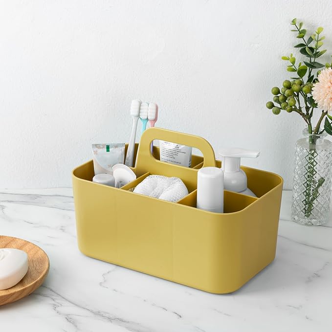 Tiawudi Multipurpose Caddy Organizer, Plastic Caddy with Handle, Stackable Desk Organizer for Stationery, Marker and Pencil, Office Supplies Organizer, Dorm Caddy