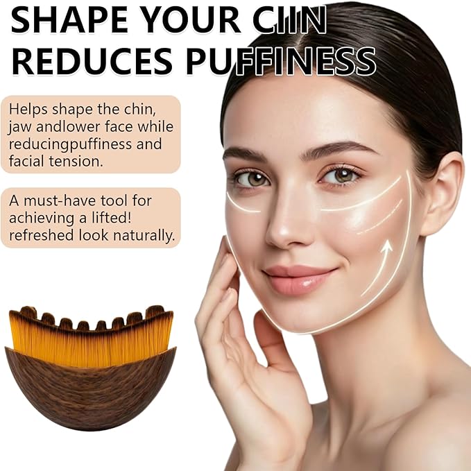 Lymphatic Contour Face Brush, Manual Facial Sculpting & Lymphatic Drainage Massager, Ergonomic Hypoallergenic Soft Bristles Brush for Anti-Puffiness, Detox & Lift, Improves Skin Glow & Absorption