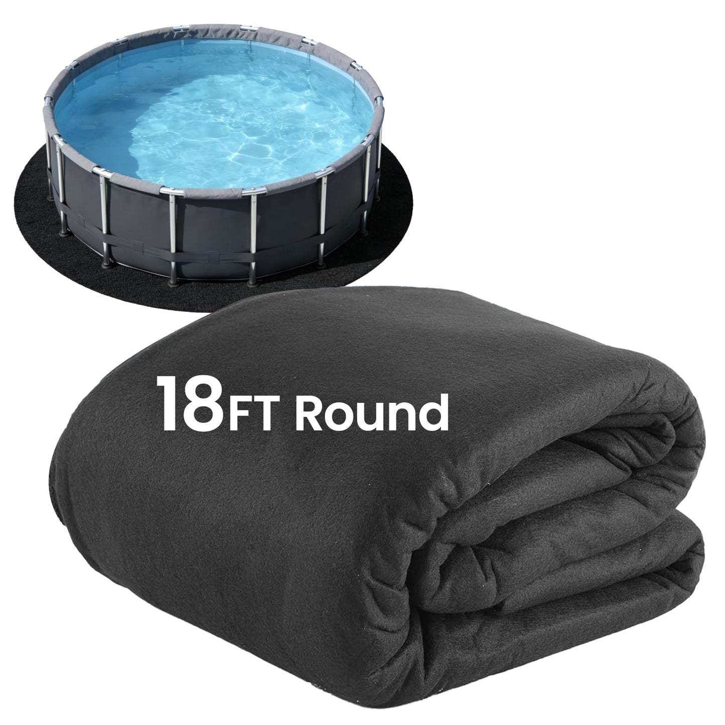 Poolvio 18-Foot Round Above Ground Pool Liner Pad, Geotextile Under Padding, Extends Liner Life, Puncture & Weed Barrier, Eco-Friendly Fabric
