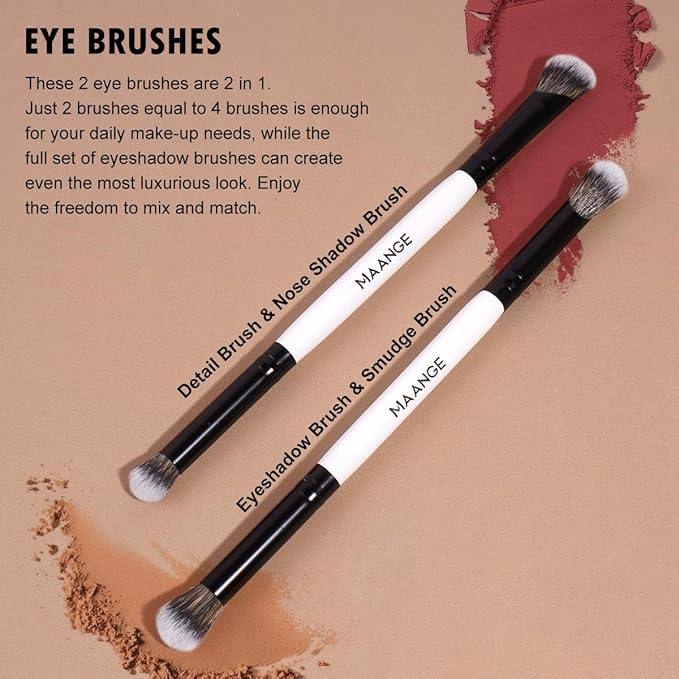 MAANGE 3 PCS Foundation Contour Conceal Brush Set, Makeup Brushes, Eyeshadow Concealer Brushes, Double Sided Blending Eyebrow Brush Professional Face brushes Set Tools, For Liquid, Cream, Loose Powder