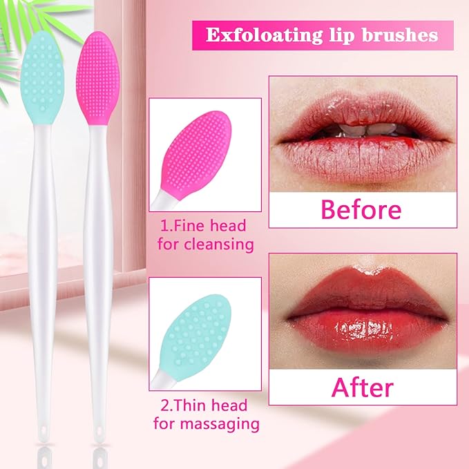 6pcs Silicone Face Brush Set, 2PCS Silicone Face Applicator Brush, 2PCS Exfoliating Lip Brush and Silicone Face Cleaning Brushes Pad,Blackhead Face Exfoliator Skin Care Tool for Women Men