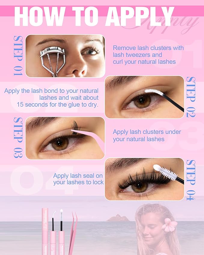 Wispy Lash Clusters Kit Natural Lash Extension Kit Manga Cluster Eyelash Extensions Kit CD Curly Eyelash Clusters Thin Band Individual Lashes Clusters by Lanflower