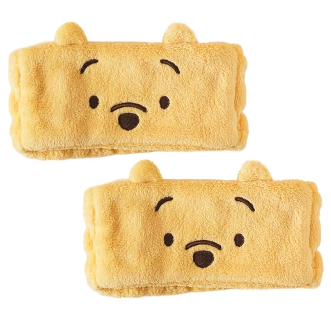 Bear-Pooh Facial Spa Headband 2 Pack - Plush Makeup & Skincare Hair Band for Women - Keeps Hair Out of Face - Cute & Fun Design for Fans - Perfect for Wash, Bath, Skincare, Makeup Routines