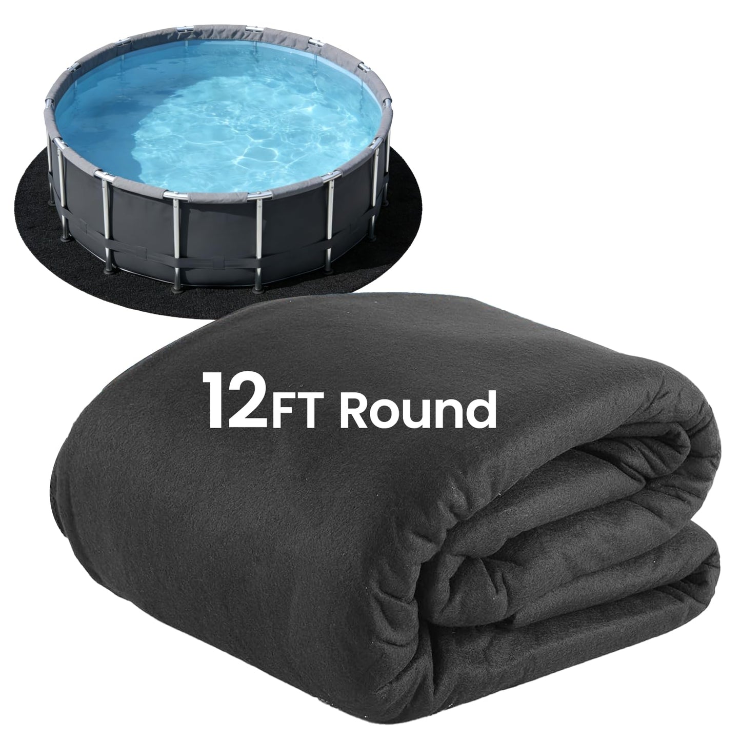 Poolvio 12-Foot Round Above Ground Pool Liner Pad, Geotextile Under Padding, Extends Liner Life, Puncture & Weed Barrier, Eco-Friendly Fabric