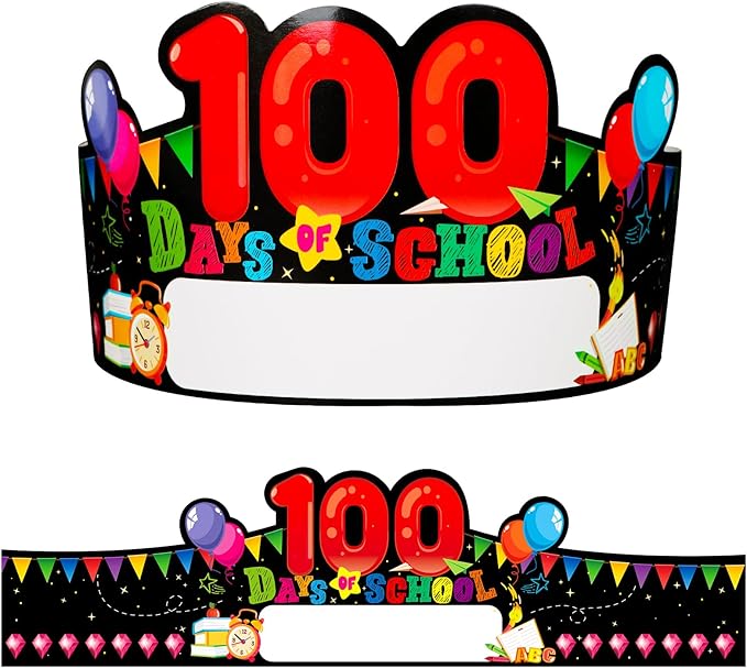 SICOHOME Paper Crown Hats Caps for Kids Paper Crowns for Students Classroom Kindergarten Preschool Party Supplies Adjustable