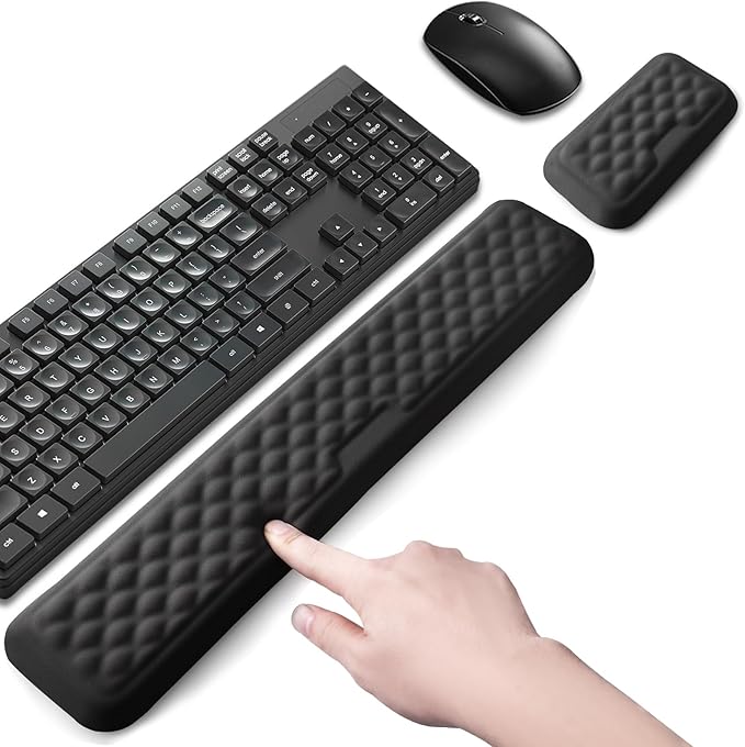 Keyboard Wrist Rest Mouse Wrist Support, Memory Foam Wrist Rest Pad for Computer Laptop, Ergonomic Wrist Cushion Support for Typing Pain Relief, Gaming Home Office, Black