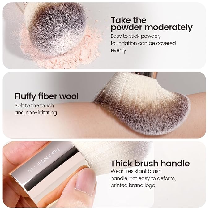 MAANGE 8 Pcs Makeup Brushes with Bag, Double-End Multi-functional Makeup Brushes for Blending Liquid Powder Concealer Cream Blush Buffe (Gold)