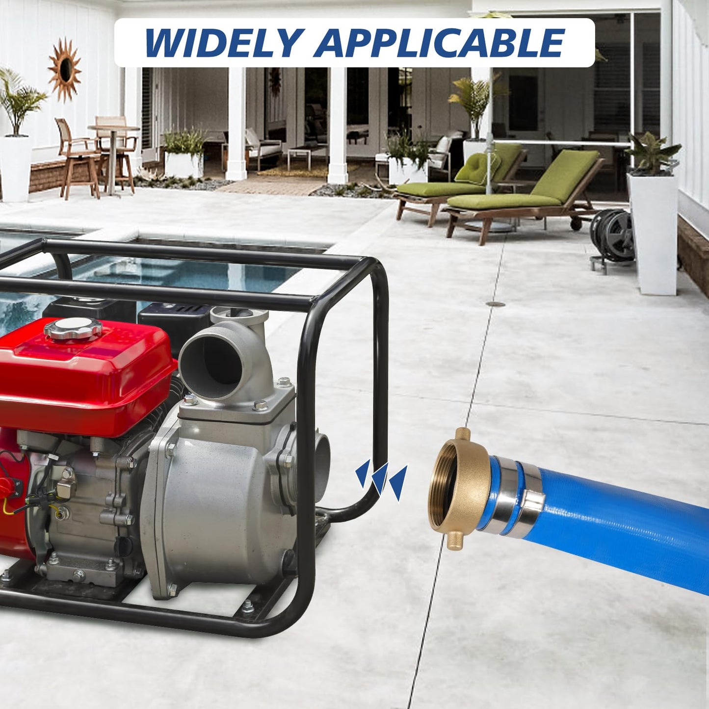 2" x 100 ft Backwash Hose for Swimming Pools, Heavy Duty PVC Lay Flat Water Discharge Hose,Durable Pool Drain Hose with Aluminum Pin Lug Fittings for Pump And Filters