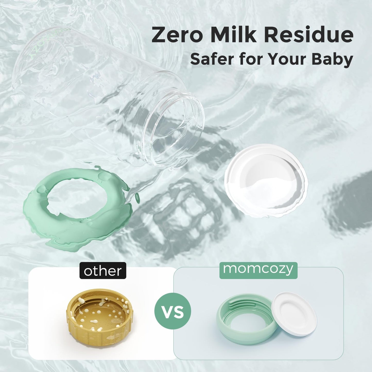 Momcozy Natural Baby Bottle, Wide-Neck, BPA Free Breast Milk Container, Storage Collection Bottle for Fridge & Milk Cooler, Breastfeeding Essential, 11 oz, 4 pcs