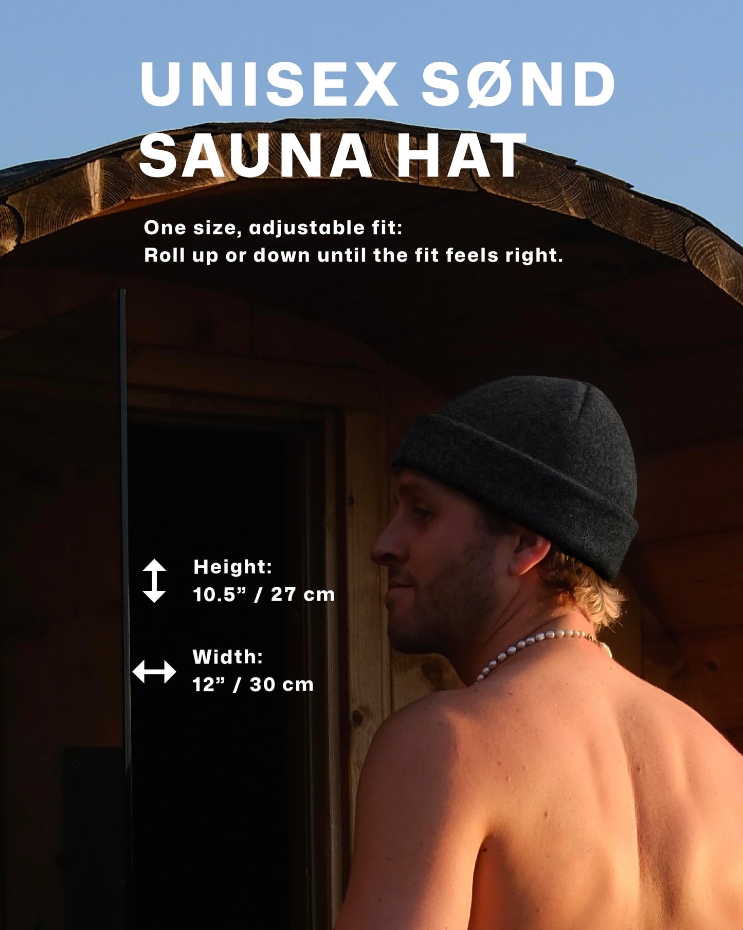 SØND - Sauna Hat for Men & Women - Merino Wool Heat Insulation & Hair Protection - Wool Sauna Cap & Banya Hat - Sauna Accessory - Beanie Style - Dark Grey