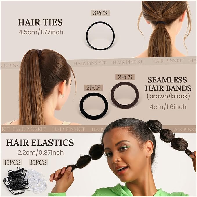 Teenitor 163psc Hair Accessories Kit, Bobby Pins Hair Pins Hair Net Hair Clips and Hair Ties Hair Bands, Hair Kit for Dances Ballet Competition with Hair Accessories Organizer