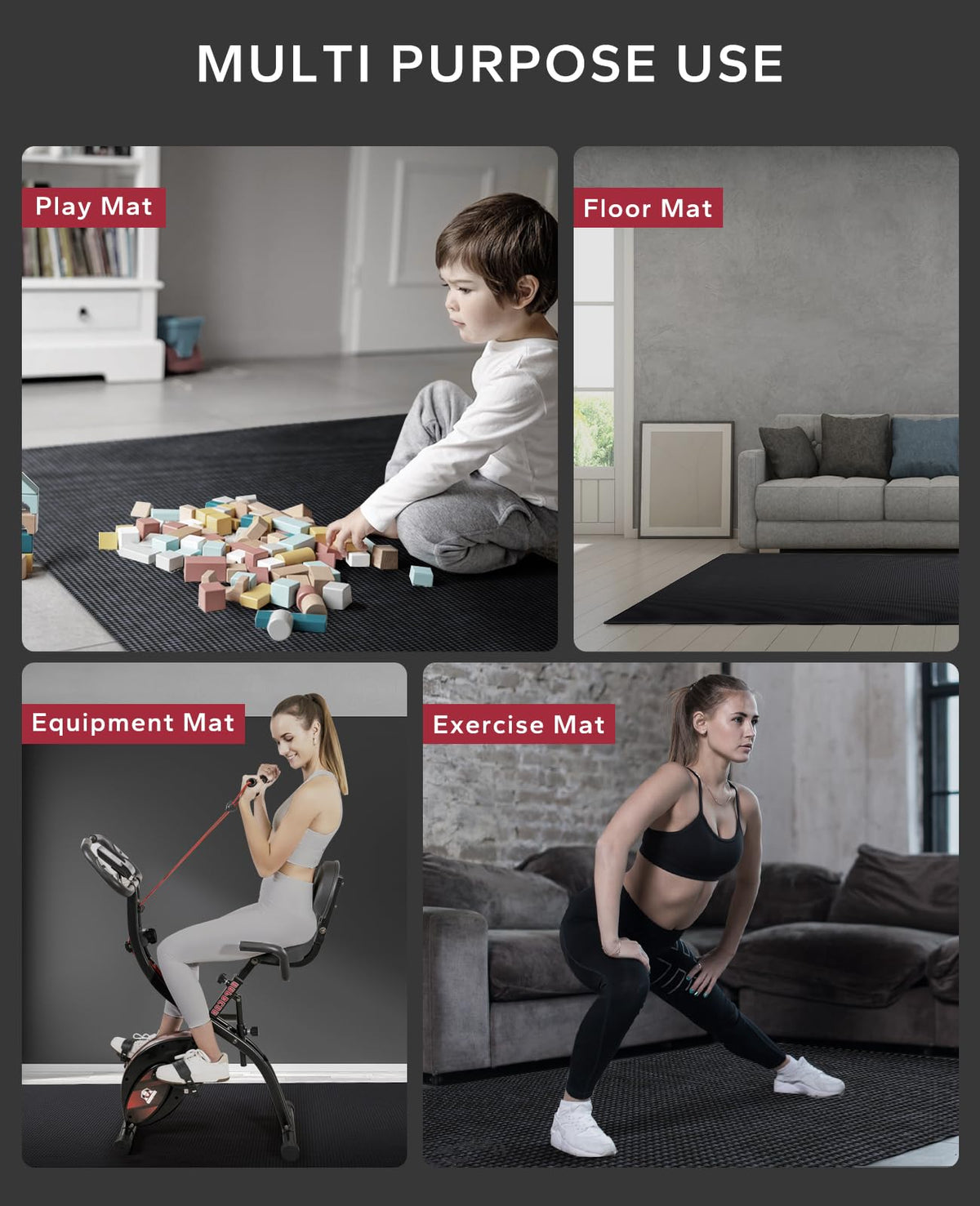 HAPBEAR Extra Large Exercise Mat-10'x6'x8mm(1/3 inch), Non-Slip, Ultra Durable, Thick Workout Mats for Home Gym Flooring Cardio, Yoga Mats for Fitness, High-Density Exercise Mat, Shoes-Friendly