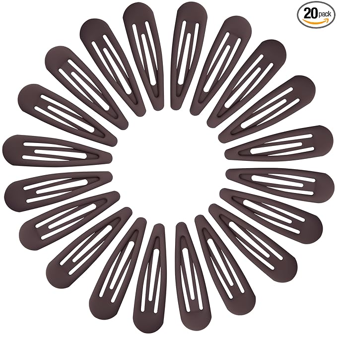 Small Hair Barrettes For Women No Slip Metal Snap Clips For Thin And Fine Hair,Matte Dark Brown,20 PCS,1.97 x 0.5 Inch.