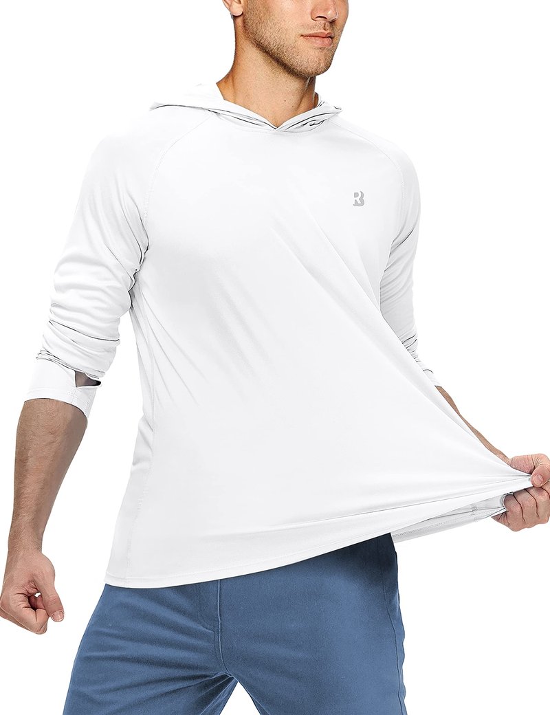 Roadbox Mens UPF 50+ Long Sleeve Sun Shirts, UV Protection Fishing Hoodie, Outdoor Lightweight Hiking Running Swim Rash Guard