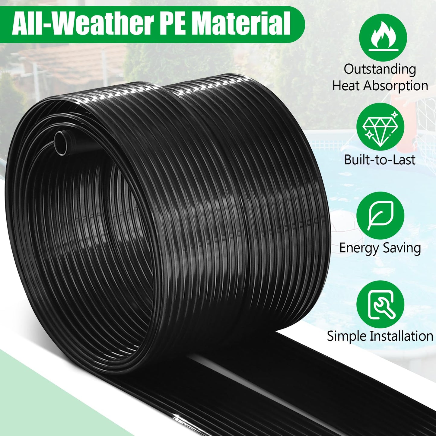IRONMAX Solar Pool Heater, 2.5 x 20 Feet Above Ground/Inground Solar Panels for Pool Heating, Weatherproof Pool Warmer, Portable Swimming Pool Heaters System for Outdoor Roofs