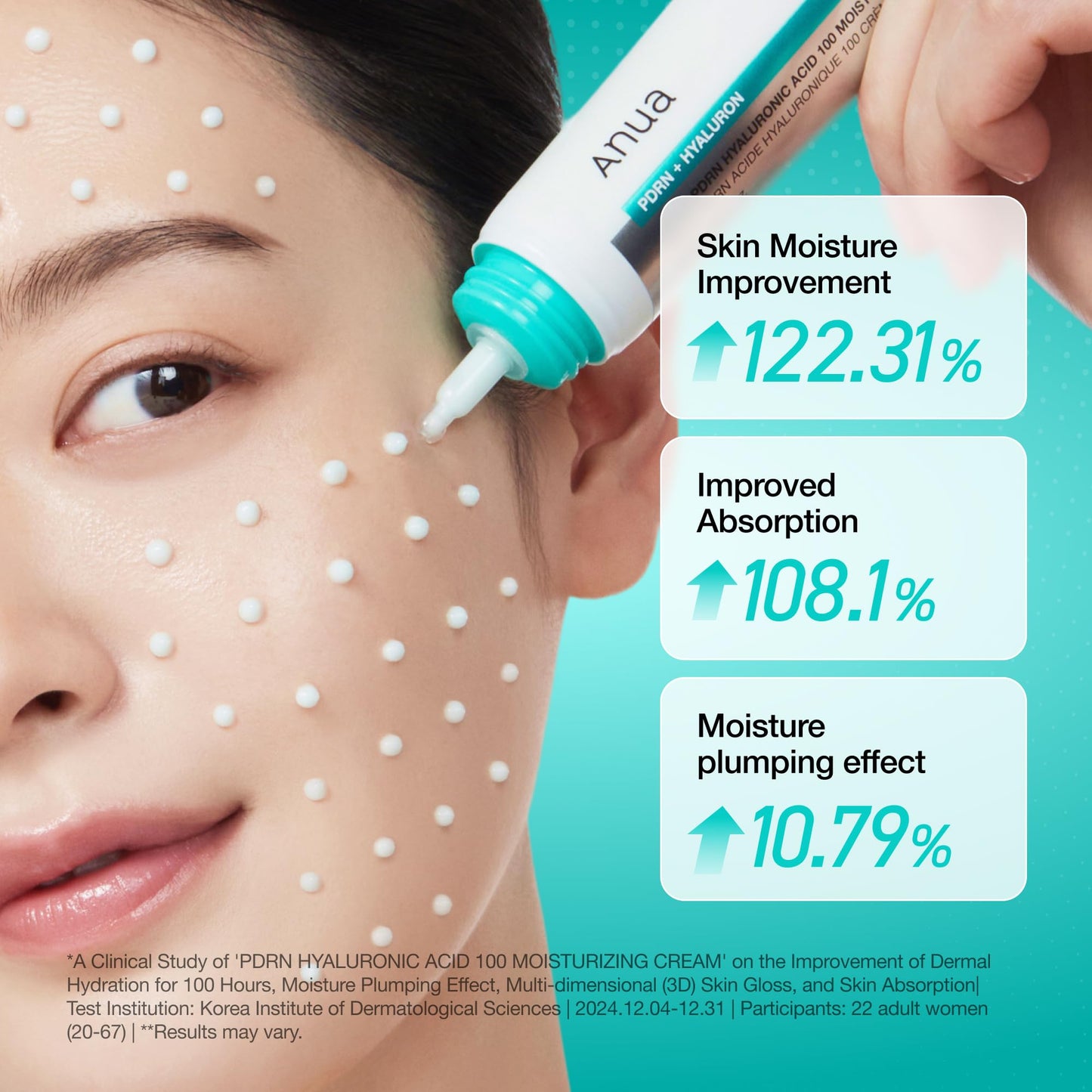 Anua PDRN Hyaluronic Acid 100 Moisturizing Cream, Lightweight, Non-Greasy Hydrating Face Moisturizer with Salmon DNA for Glass Skin, Korean Skincare (2.02 fl oz)