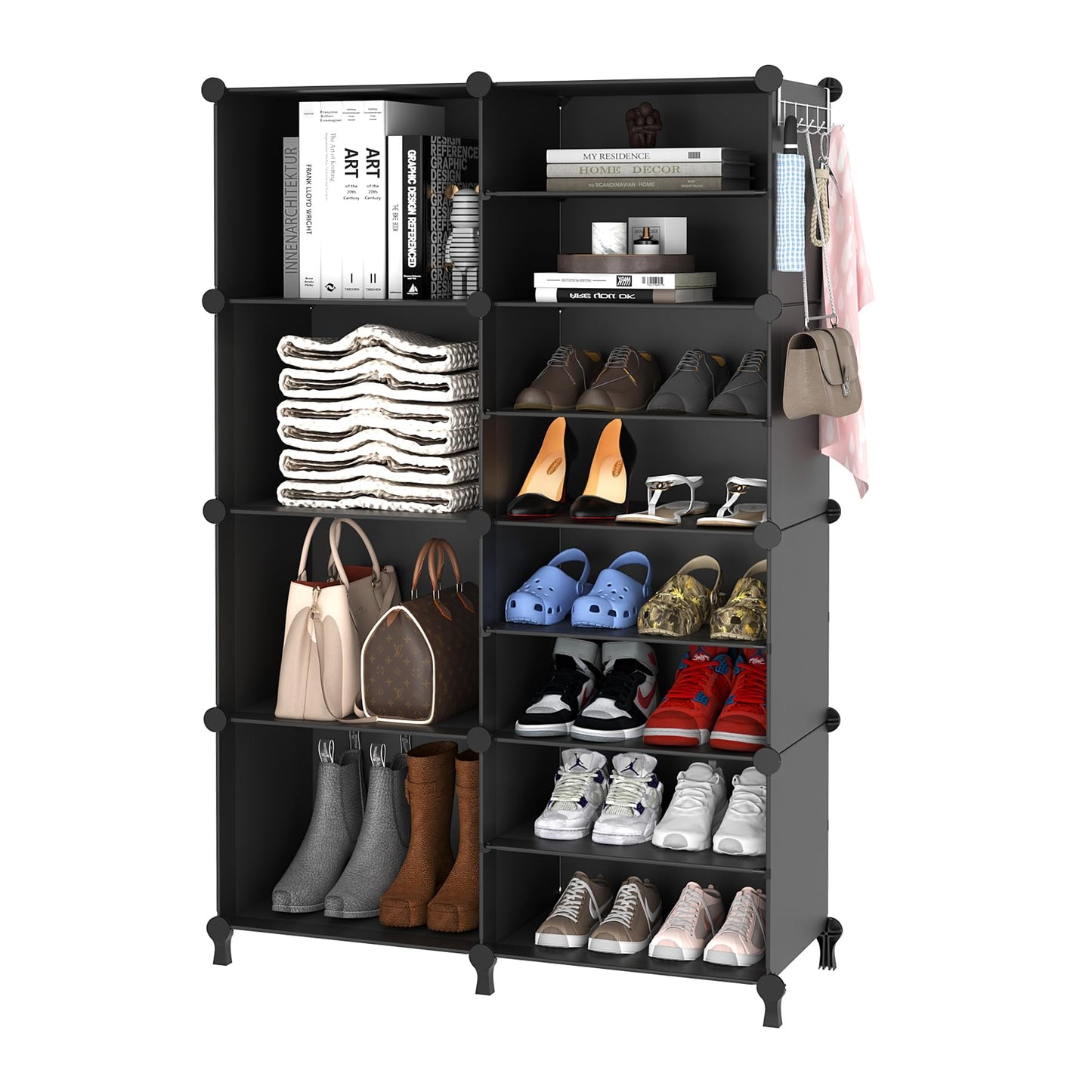 AWTATOS Closet Organizer, 8 Cube Closet Organizers and Storage, Closet Storage Shelves, Clothes Storage Organizers for Closet Bedroom Living Room Office Black