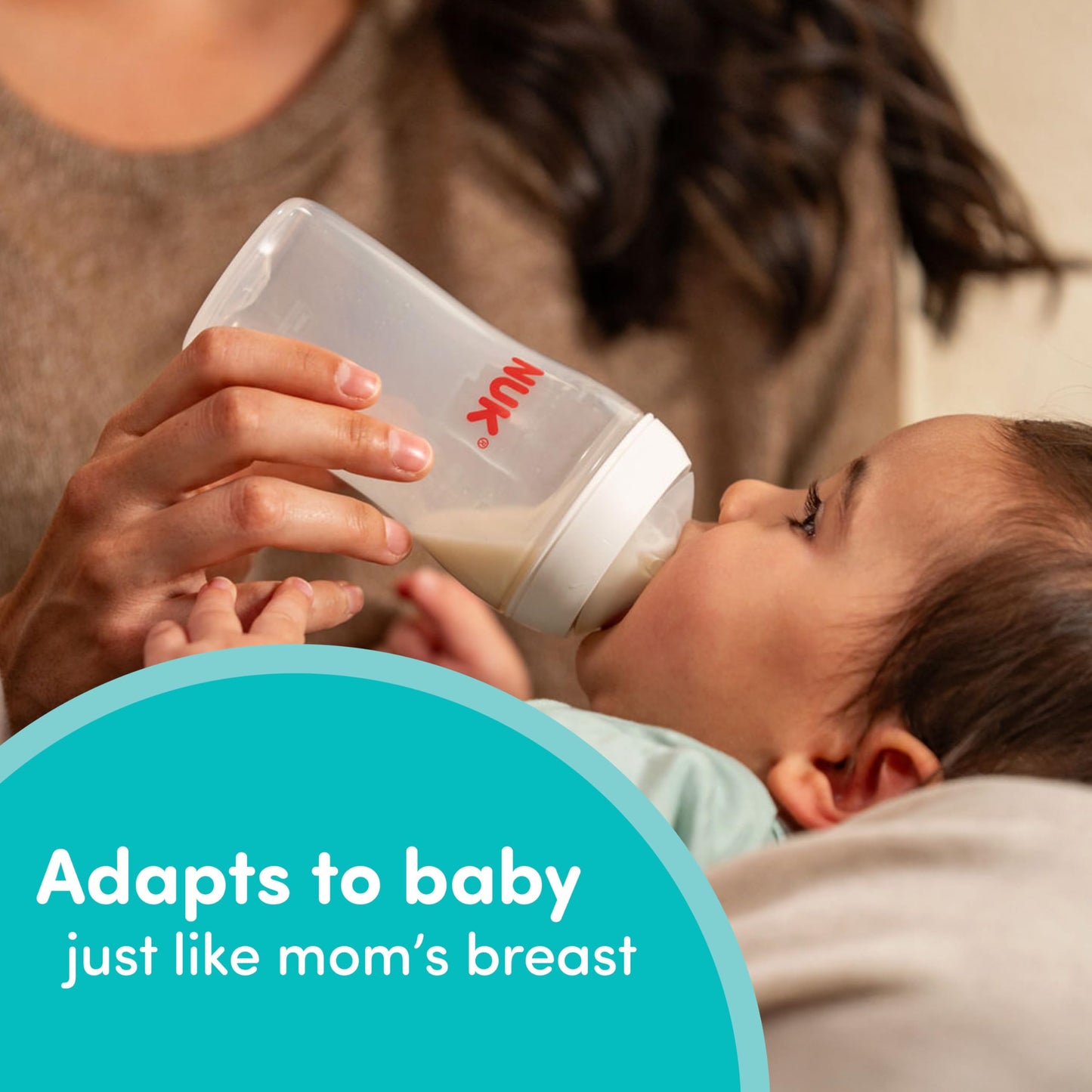 NUK Perfect Match 2-in-1 Natural and Anti-Colic Bottle with Medium Flow, Wide, Adaptable Nipple, 5oz., 4 Pack, BPA Free