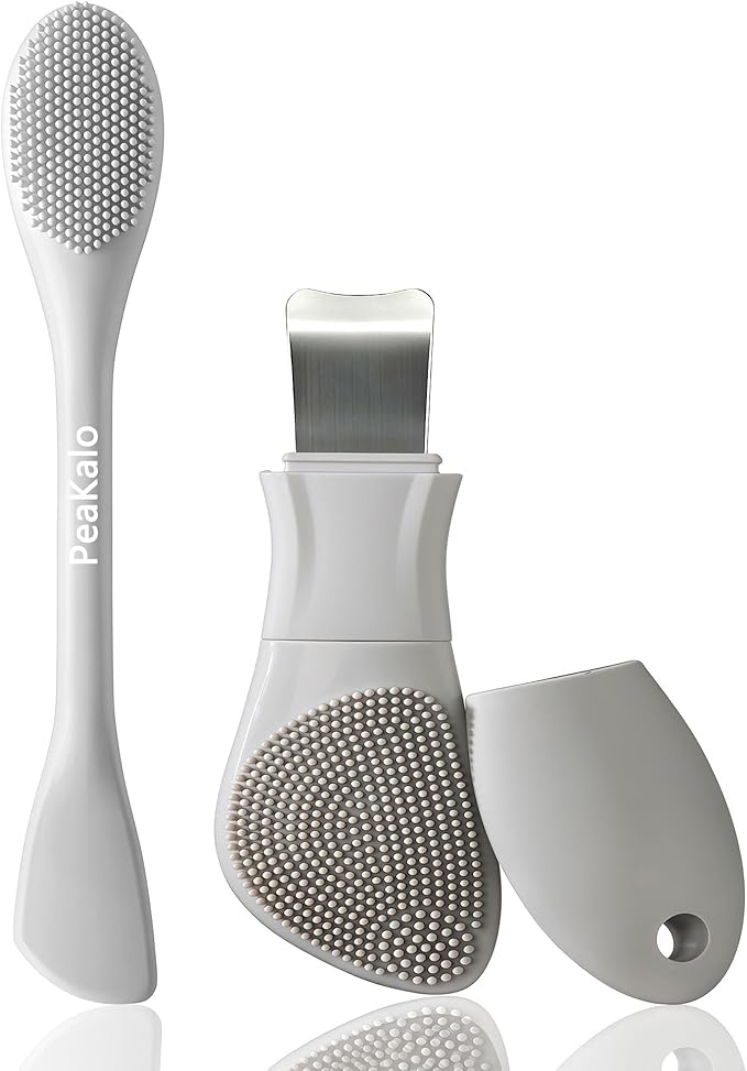 Silicone Face Scrubber Black Head Remover for Face- Appliances for Removing Make-up for Deep Cleansing Blackhead Remover Tools Face Spatula Makeup Removal Washing Brushes Pore Cleaner (Gray)