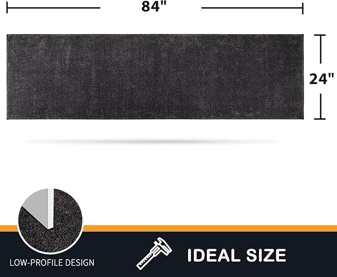 PURRUGS Dirt Trapping Door Mat 24" x 84", Non-Slip Machine Washable Entryway Rug, Dog Doormat, Indoor Front Door Mat, Super Absorbent Entry Rug for Muddy Shoes & Paws, Charcoal