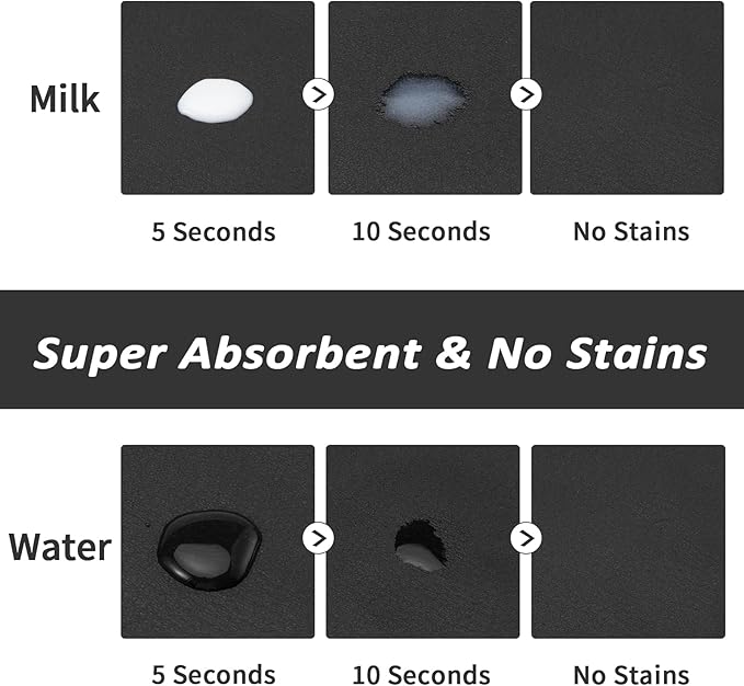 Dog Food Mat - Absorbent Cat Mat for Food and Water, No Stains Pet Feeding Bowl Mat, Easy to Clean Pet Placemats, Quick Dry Dog Water Dispenser Mat for Messy Drinkers | Paw Black 12"x 19"