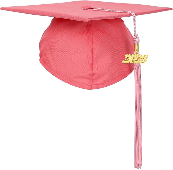 Unisex Adult Matte Graduation Cap with Tassel Year Charm