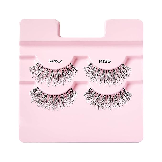 KISS False Eyelashes Sultry, 2 Pairs, Reusable | Lightweight & Comfortable | Tapered End Technology | Cruelty-Free | Contact Lens Friendly