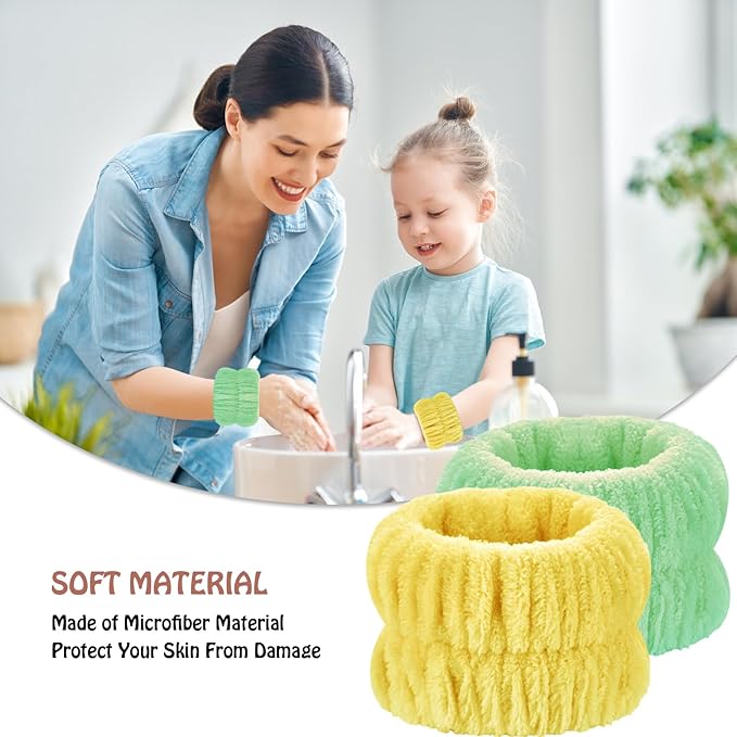 Wrist Bands for Washing Face, 4pcs Spa Face Washing Wristbands, Microfiber Arm Wrist Towels, Absorbent Wash Wristbands for Woman Men, Prevent Water from Spilling Down Your Arms