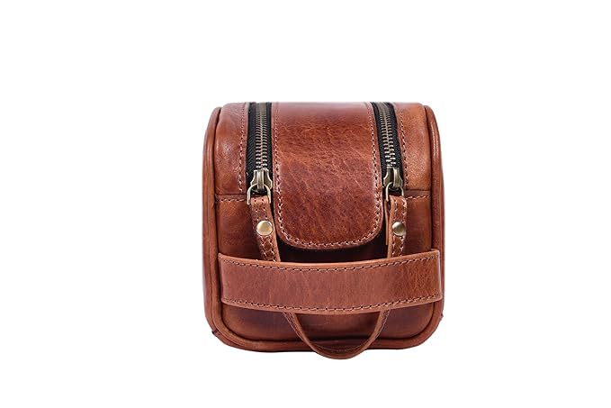 Leather Toiletry Bag for Men | Grooming Travel Kit | With Waterproof Lining | By Aaron Leather Goods