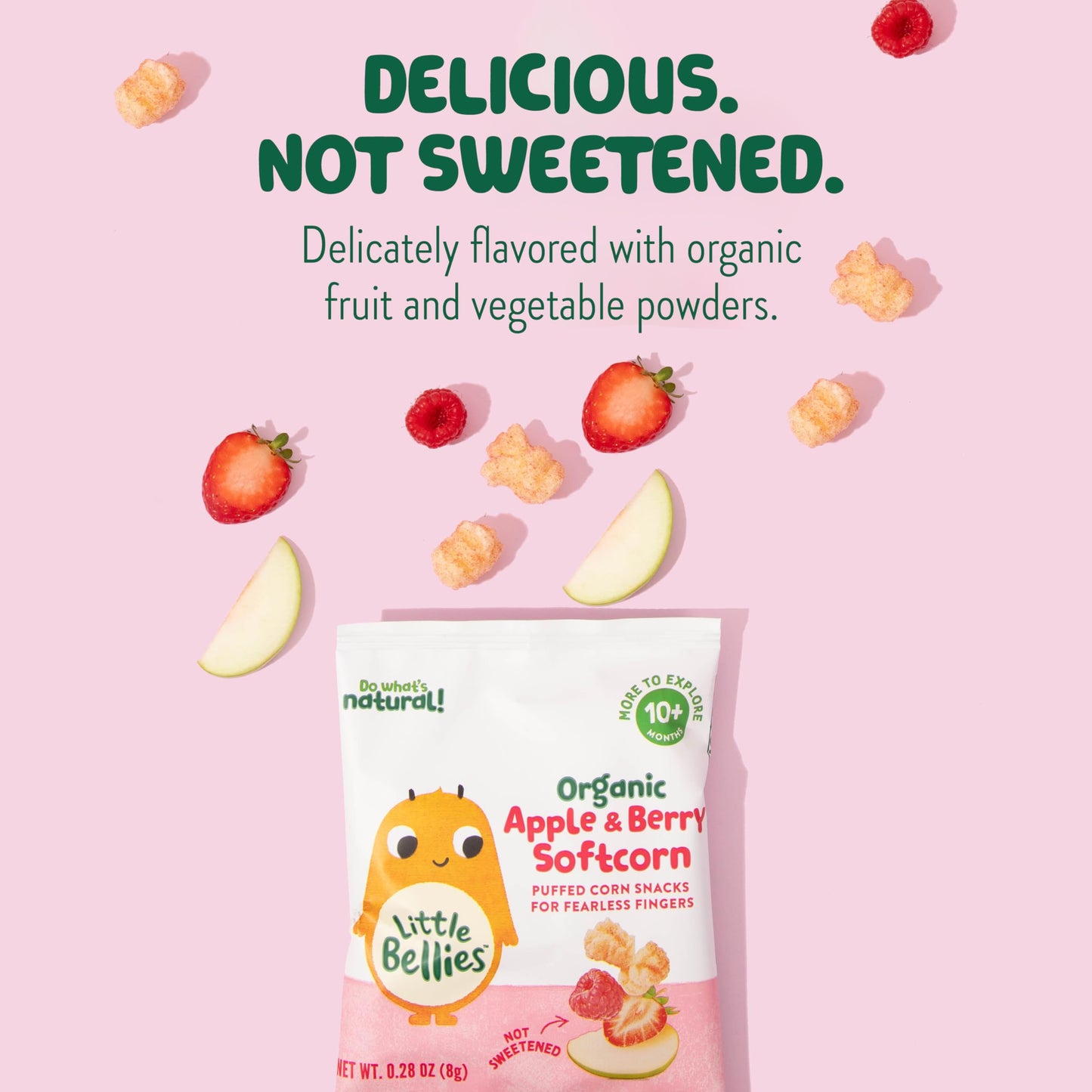 Little Bellies Organic Apple & Berry Softcorn Baby Snack (Pack of 18 x 0.28 oz Individual Packs)