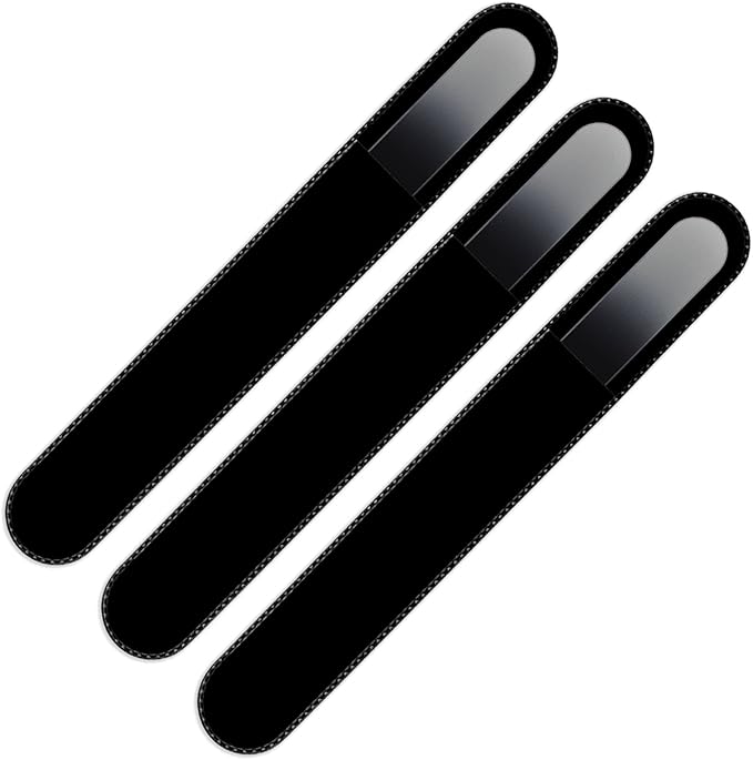 Mont Bleu Rainbow Crystal Nail File in Black Pouch - Large/Professional Size - Czech Tempered Glass - Handmade in Bohemia (Czech Republic)