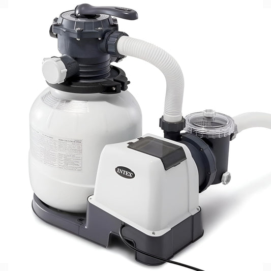 INTEX 2,100 GPH Krystal Clear Sand Filter Pump for Above Ground Pools, Swimming Pool Pump with Automatic Timer - Improved Circulation, Filtration, & Clarity