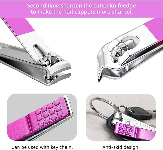 Manicure Set 8 in 1 Nail Clipper Set,RedFlow Nail Clippers,Fingernail & Toenail Clippers,Manicure Tools,Pedicure Tools,Suitable for Travel Manicure Kit,Nail Set Kit with Everything Profe (Purple)