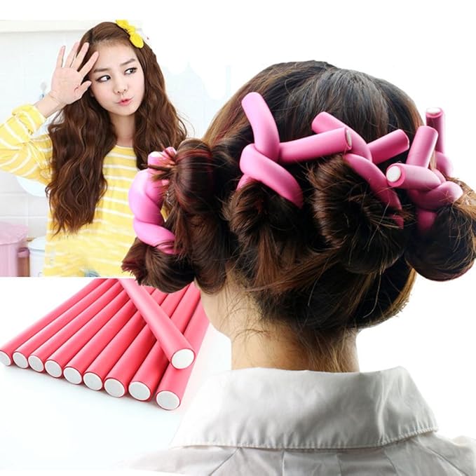 Pinkiou Hair Curlers Rollers Flexi Rods 42 Pack - Heatless Hair Curlers with Bag, 7 Sizes Flexible Curling Rods Set for Short Long Hair, No Heat Bendable Curling Rods